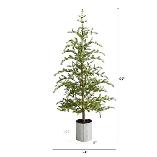 5.5ft. Pre-Lit Pine Artificial Christmas Tree in Decorative Planter, Clear Lights